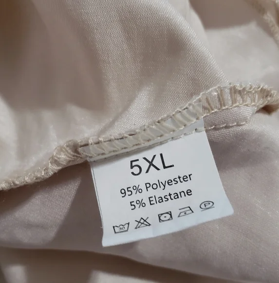 Satin and Lace Slip Nightgown Chemise 5XL Nude Beige - Picture 9 of 12